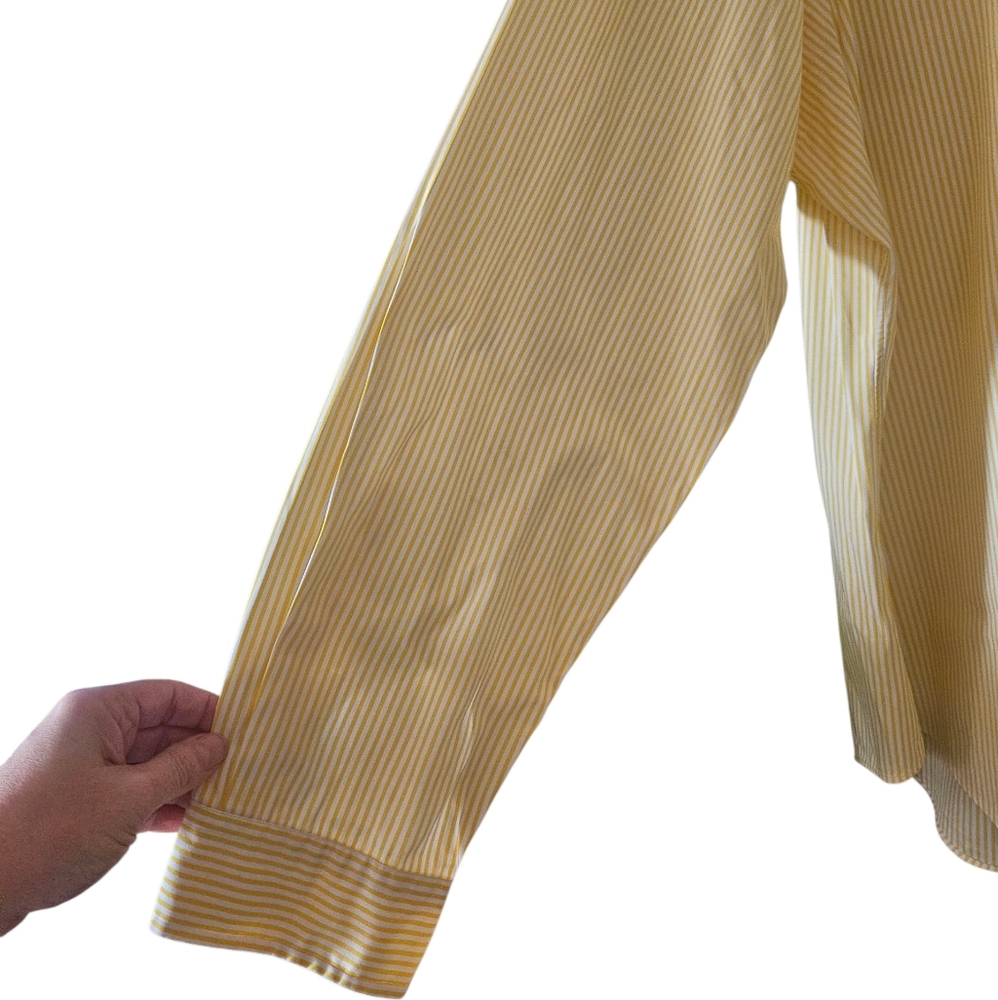 Ralph Lauren Men's Yellow Pinstripe Custom Fit Cotton Dress Shirt Sz 18 36/37 - Picture 6 of 9